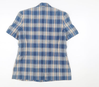 Vogue Camicia Women's Blue Check Short Sleeve Blazer Size 12