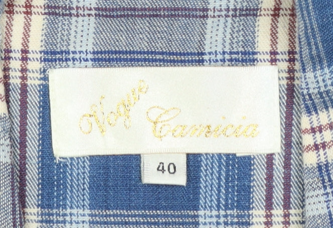 Vogue Camicia Women's Blue Check Short Sleeve Blazer Size 12