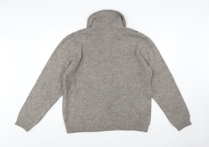 Rodes Sportswear Men's Grey Argyle Wool Blend 1/4 Zip Jumper M