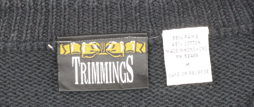 Trimmings Women’s Black Beaded Geometric Vintage Pullover Jumper M