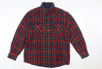 Eleven Sixty Six Men's Red Check Flannel Button-Up Shirt Size L