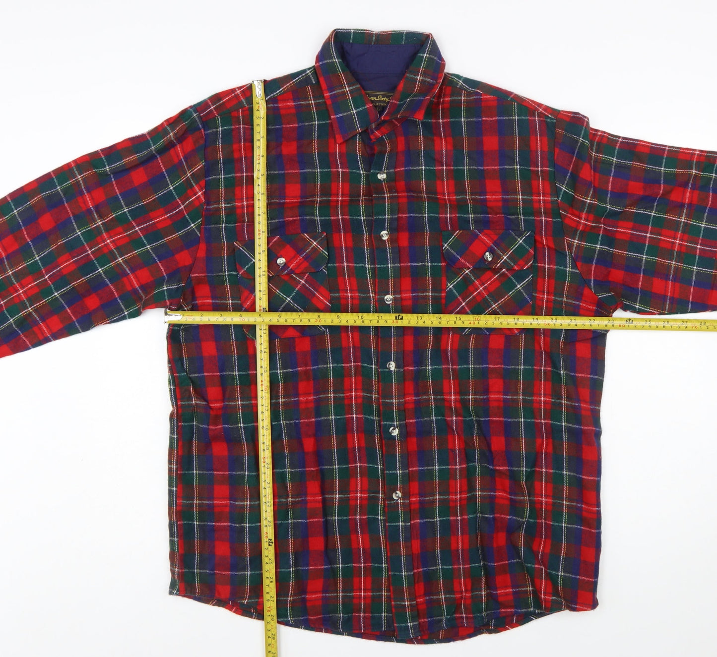 Eleven Sixty Six Men's Red Check Flannel Button-Up Shirt Size L