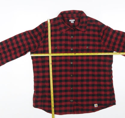 Carhartt Women's Red Checked Flannel Button-Up Shirt L