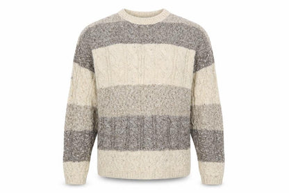Old Glory Men’s Beige Cable-Knit Cotton Wool Jumper Large