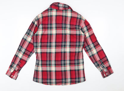 U.S. Polo Assn. Womens Red Plaid Cotton Long Sleeve Button-Up Shirt XL