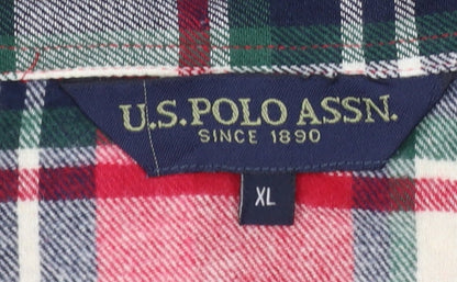 U.S. Polo Assn. Womens Red Plaid Cotton Long Sleeve Button-Up Shirt XL