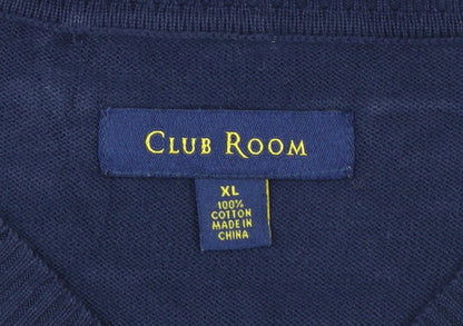 Club Room Men's Blue Argyle Cotton V-Neck Sweater Vest XL