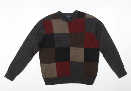 Dockers Men's Multicoloured Check Acrylic Pullover Jumper M