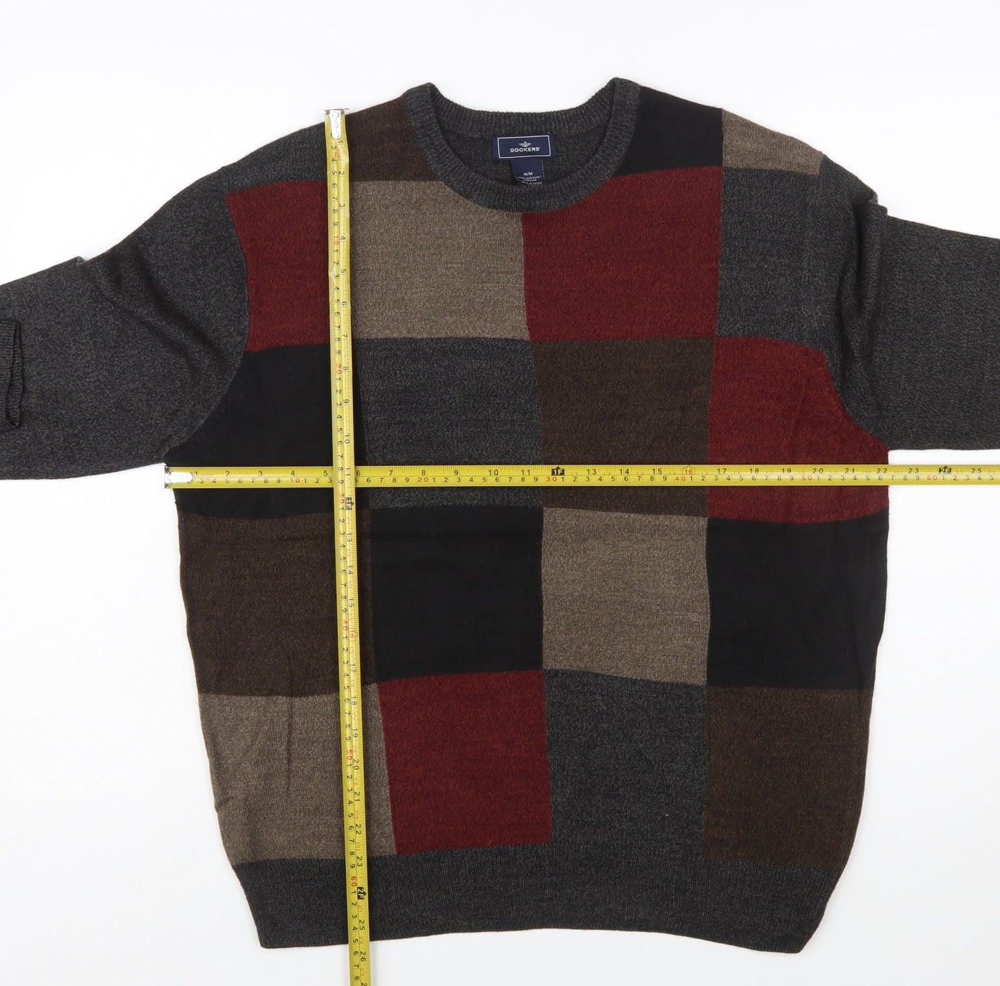 Dockers Men's Multicoloured Check Acrylic Pullover Jumper M