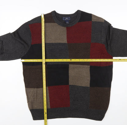 Dockers Men's Multicoloured Check Acrylic Pullover Jumper M