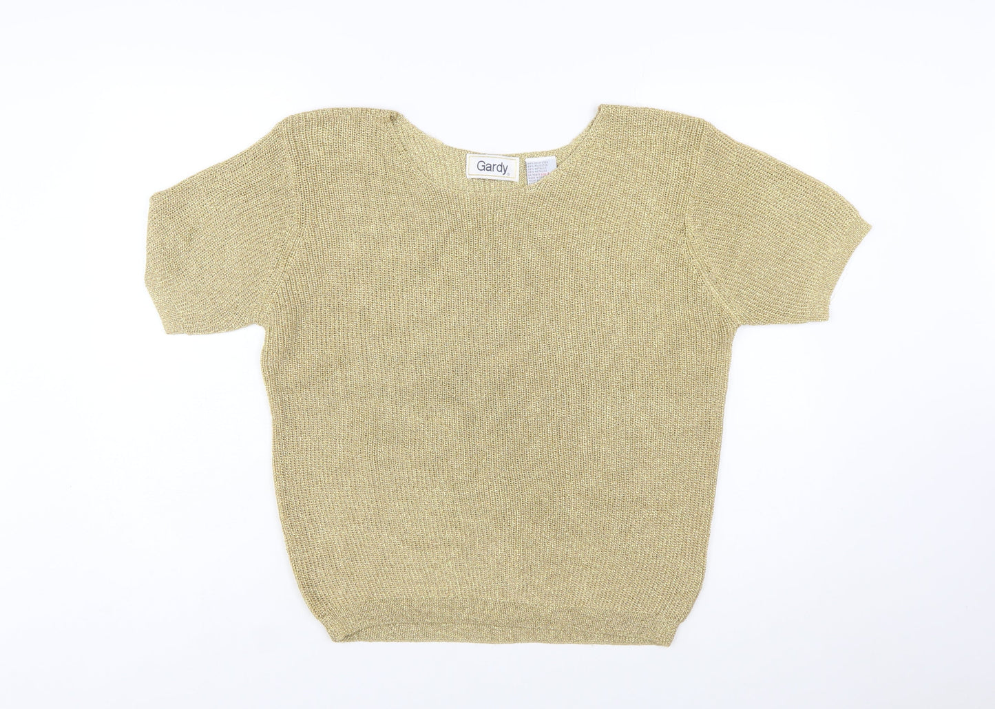 Gardy Womens Gold Short Sleeve Knit Pullover Jumper L