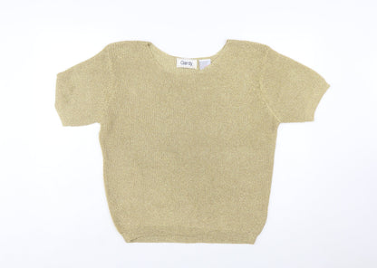 Gardy Womens Gold Short Sleeve Knit Pullover Jumper L