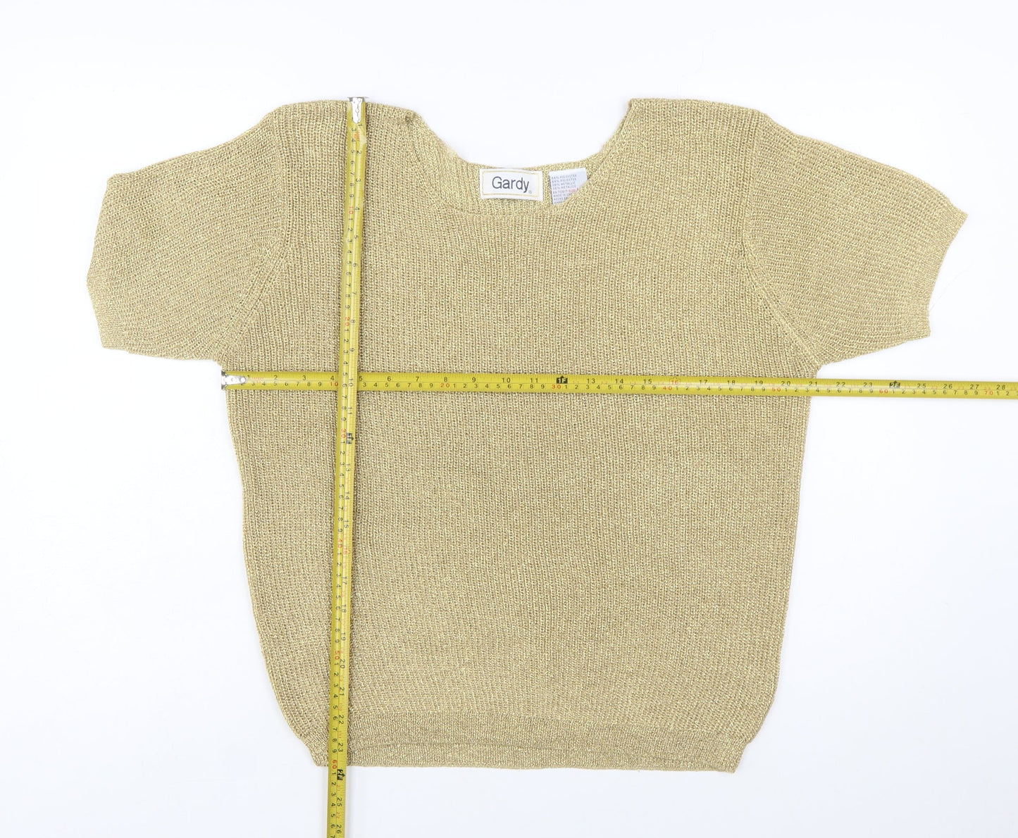 Gardy Womens Gold Short Sleeve Knit Pullover Jumper L