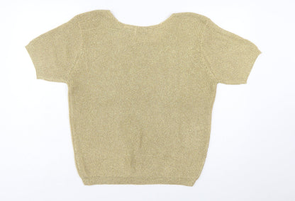 Gardy Womens Gold Short Sleeve Knit Pullover Jumper L