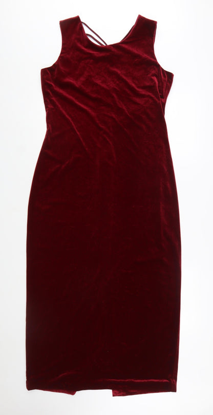 Reitmans Women's Red Velvet Bodycon Midi Dress Size 12