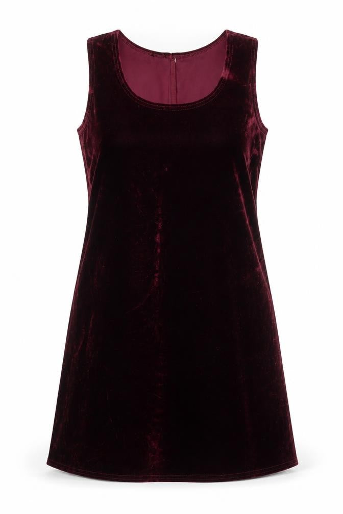 Vision Apparel Women's Red Velvet Sleeveless Shift Dress L