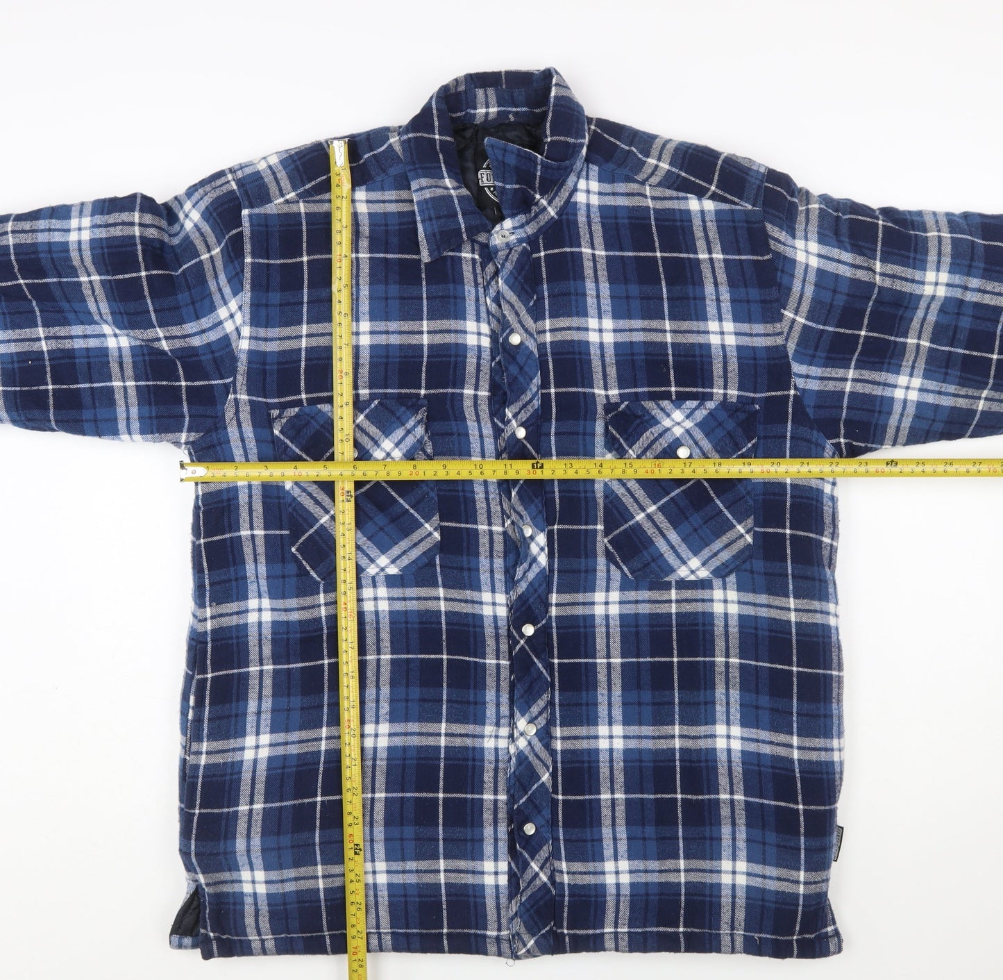Forcefield Men Blue Check Flannel Shirt Jacket M Lined Workwear