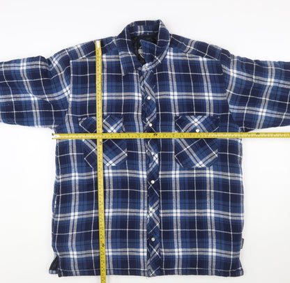 Forcefield Men Blue Check Flannel Shirt Jacket M Lined Workwear