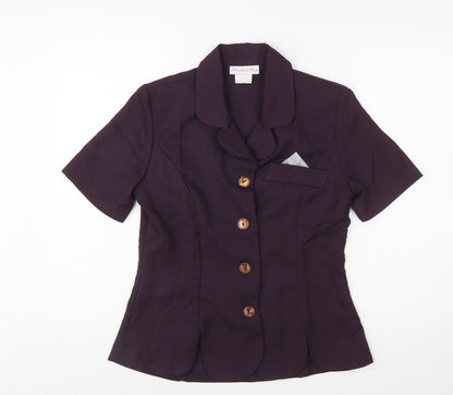 Pride & Joy Women Purple Short Sleeve Crepe Suit Jacket Size 8