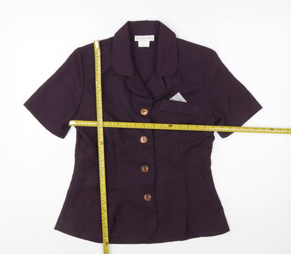 Pride & Joy Women Purple Short Sleeve Crepe Suit Jacket Size 8