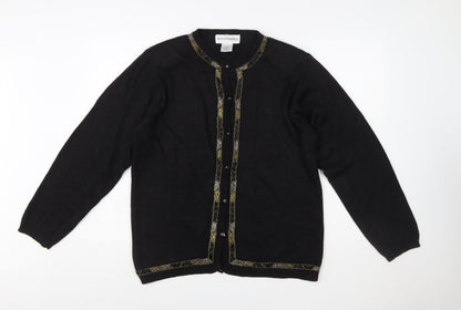 Norton McNaughton Women Black Beaded Cardigan L Vintage Style