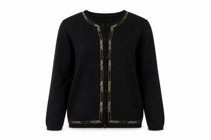 Norton McNaughton Women Black Beaded Cardigan L Vintage Style