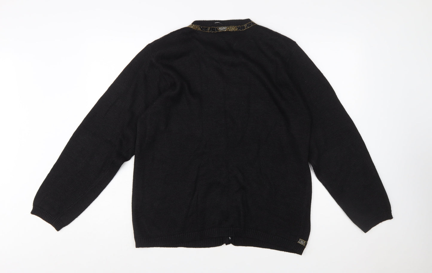 Norton McNaughton Women Black Beaded Cardigan L Vintage Style