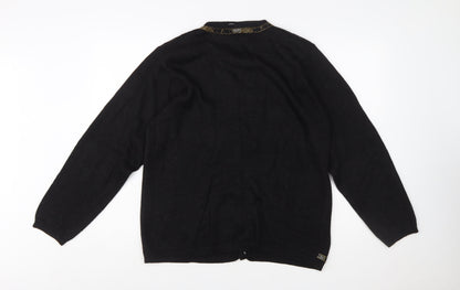 Norton McNaughton Women Black Beaded Cardigan L Vintage Style