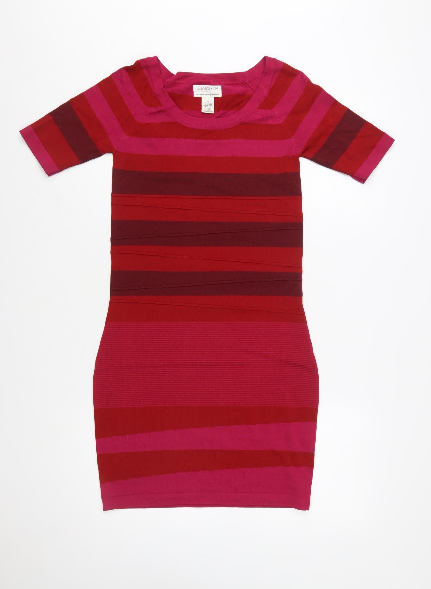 M.S.S.P. Women’s Red Striped Bodycon Knit Dress Size S