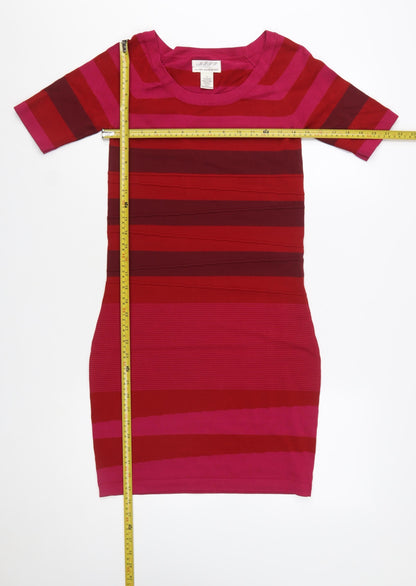 M.S.S.P. Women’s Red Striped Bodycon Knit Dress Size S