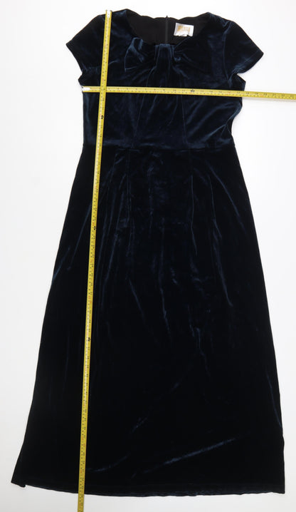 Bendigo Impressions Women's Blue Velvet A-Line Midi Dress M