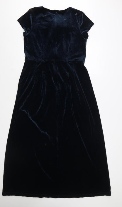 Bendigo Impressions Women's Blue Velvet A-Line Midi Dress M