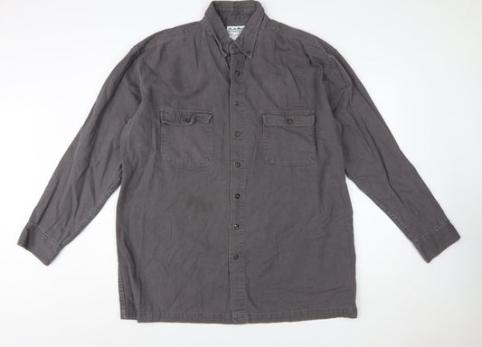 Outback Trail by Fox Fire Mens Grey XL Button-Up Cotton Shirt