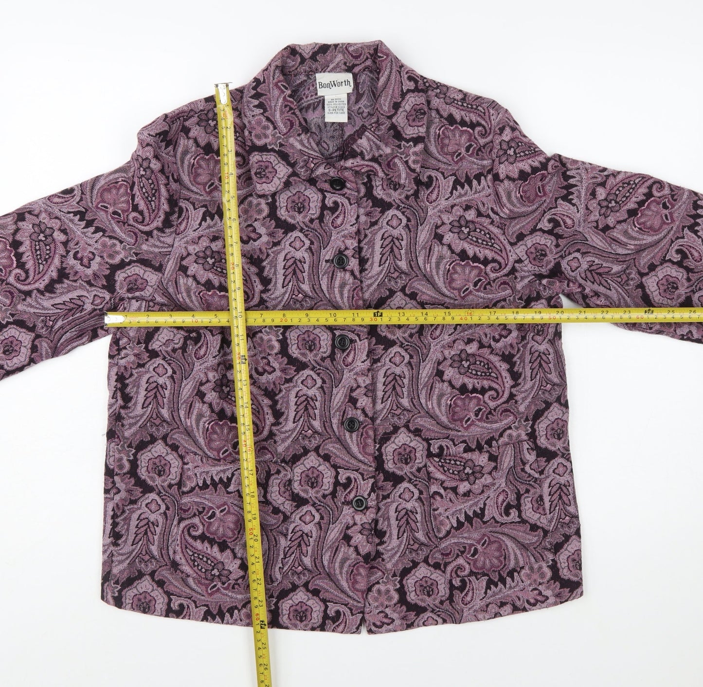 BonWorth Women’s Purple Paisley Petite Blazer Jacket Size S