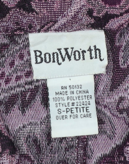 BonWorth Women’s Purple Paisley Petite Blazer Jacket Size S