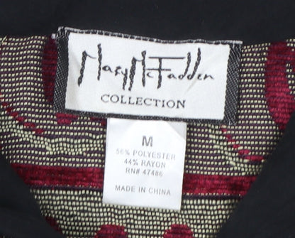 Mary McFadden Womens Red Geometric Pattern Jacket Size M Retro Bohemian Style