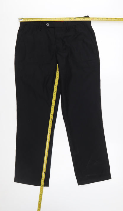 Alberto Cardinali Men's Black Chino Trousers W30 L30 Polyester Blend