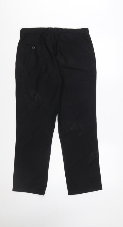 Alberto Cardinali Men's Black Chino Trousers W30 L30 Polyester Blend