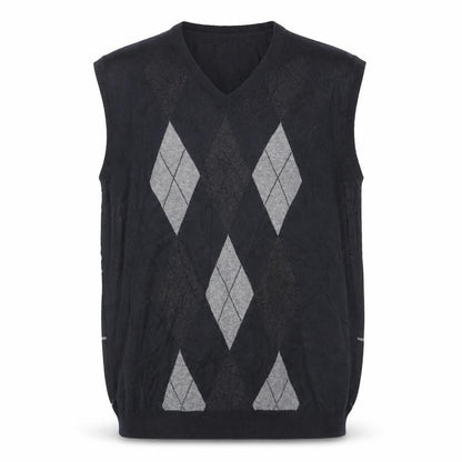 Marc Ecko Men's Black Argyle V-Neck Cotton Vest Size L