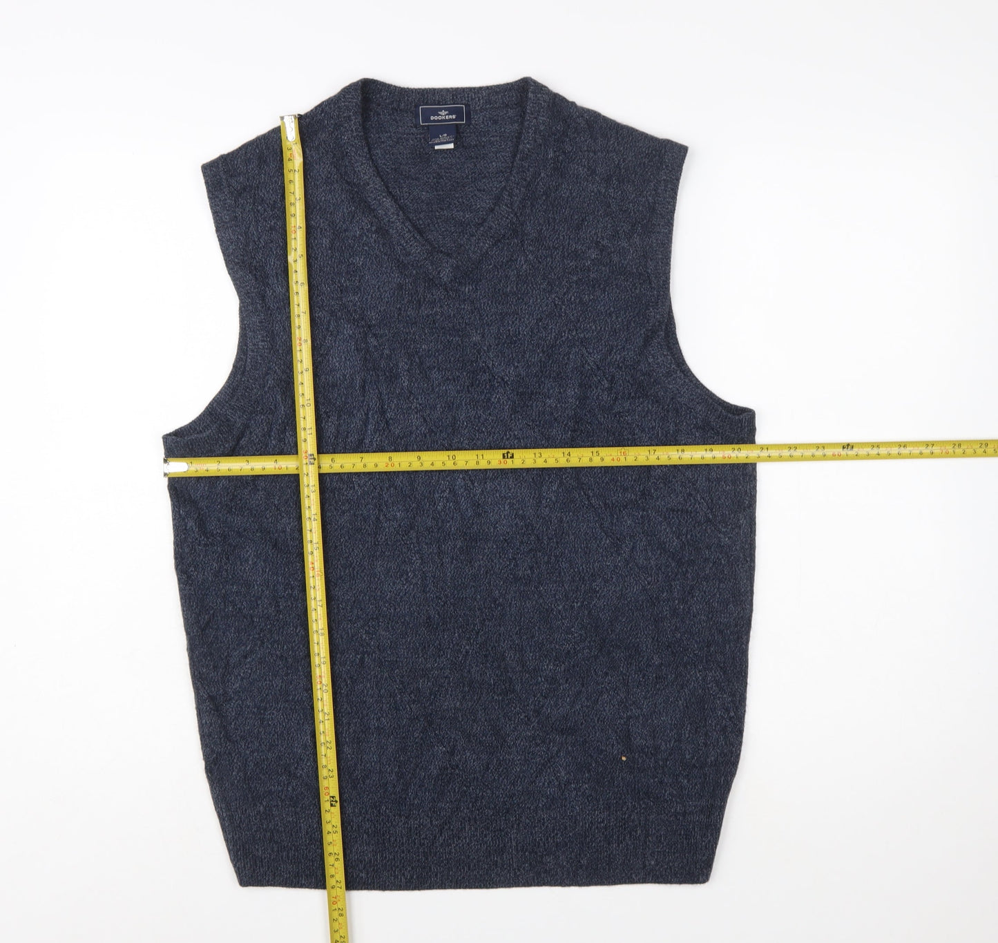 Dockers Men's Grey Acrylic V-Neck Sleeveless Knit Vest L