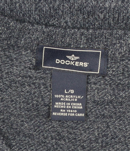 Dockers Men's Grey Acrylic V-Neck Sleeveless Knit Vest L