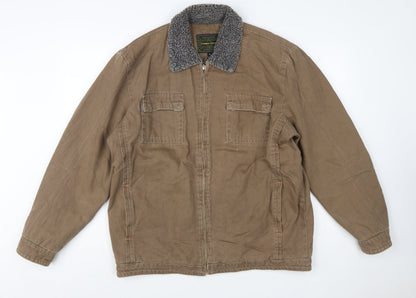 Thomas Scott Men's Brown XL Workwear Jacket Faux Fur Collar