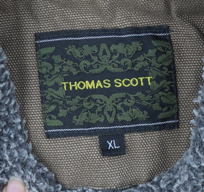 Thomas Scott Men's Brown XL Workwear Jacket Faux Fur Collar