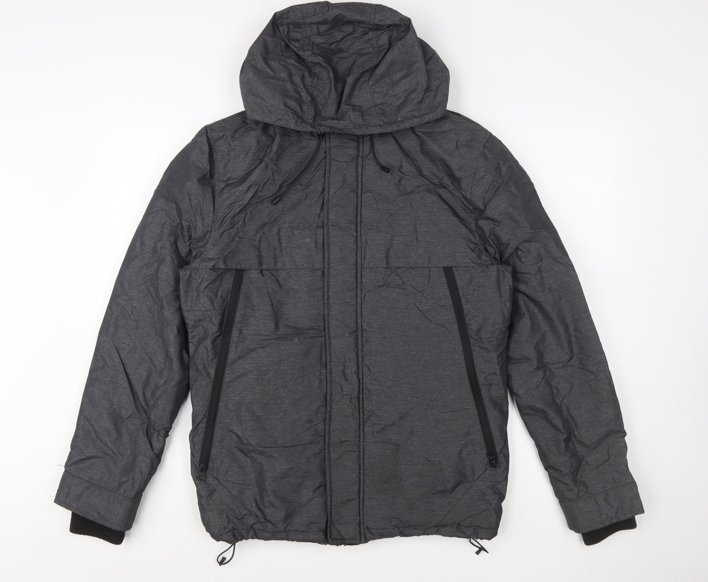 Tu Men's Grey Hooded Puffer Jacket Size S Regular Fit Winter Coat