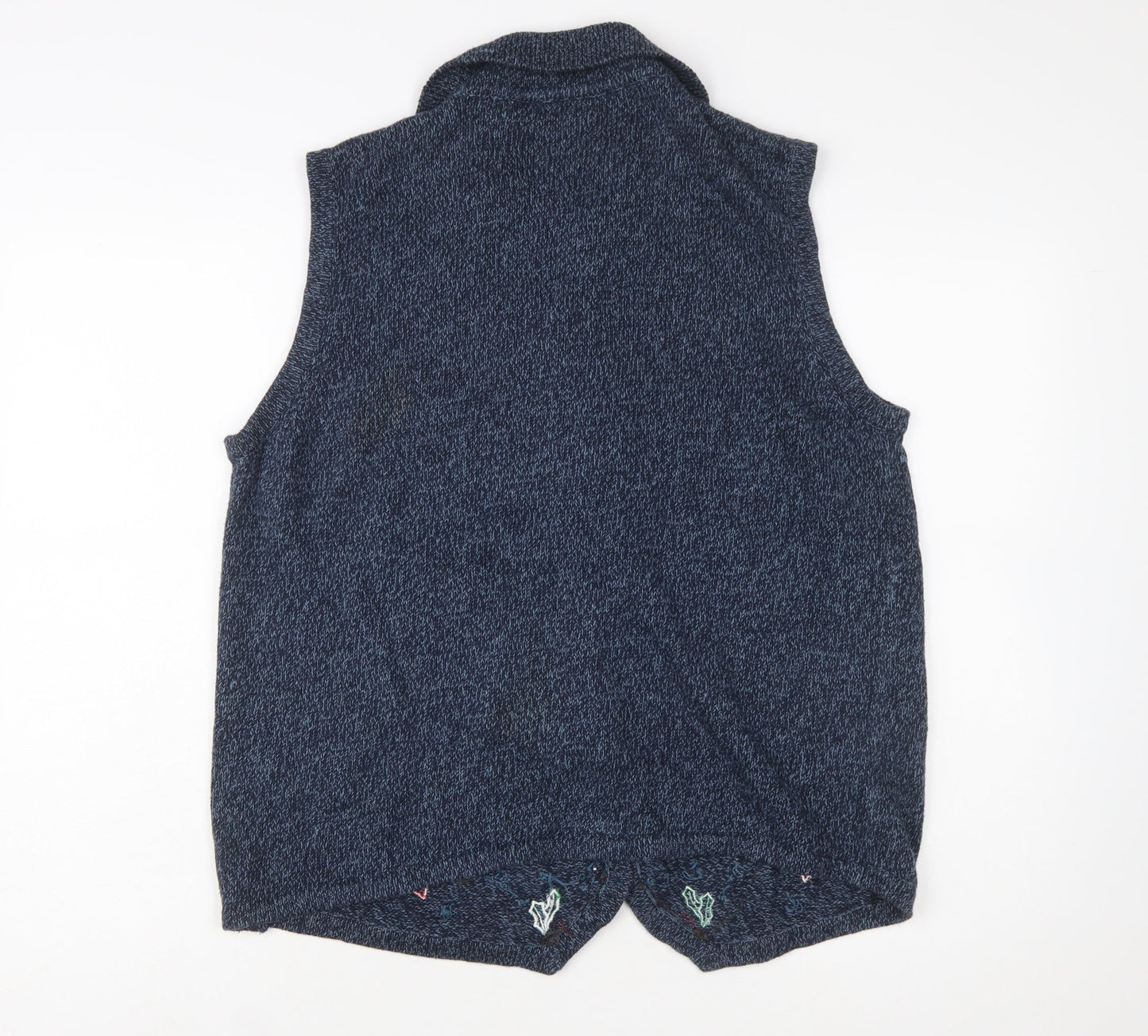 Field Gear Women's Blue Christmas Embroidered Knit Vest Size L