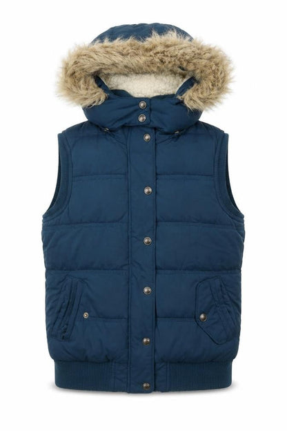 FatFace Women's Blue Hooded Padded Bodywarmer Gilet Size 10