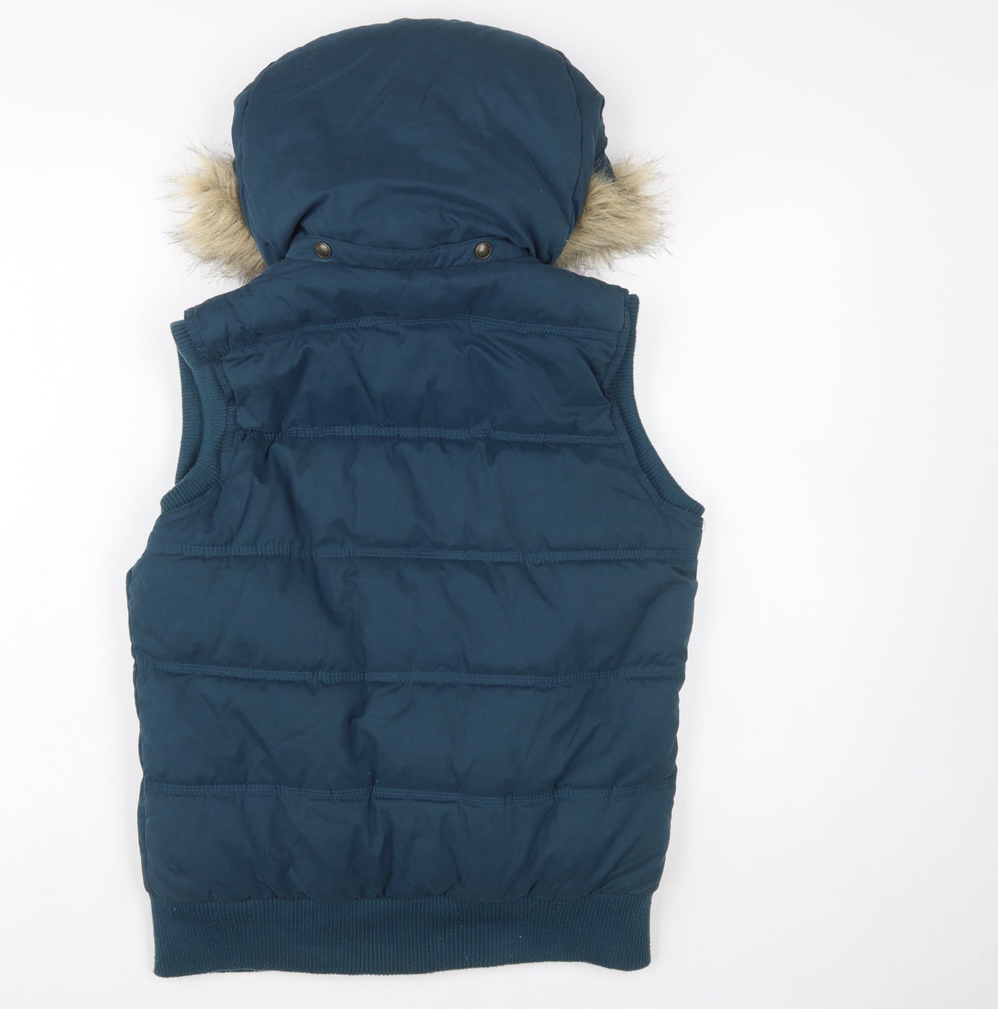 Fat Face Women's Blue Hooded Padded Bodywarmer Gilet Size 10