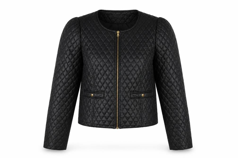 Miss Selfridge Women Black Quilted Short Jacket Size 10