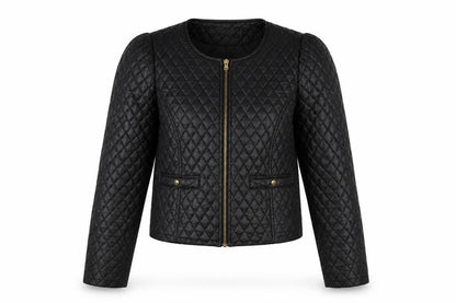Miss Selfridge Women Black Quilted Short Jacket Size 10