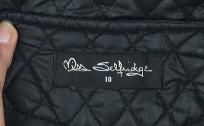 Miss Selfridge Women Black Quilted Short Jacket Size 10
